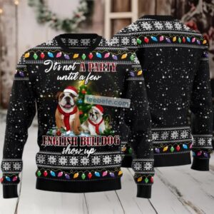 A Party English Bulldog Show Up Ugly Christmas Sweaters Family Black