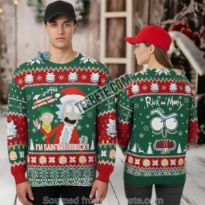 Rick And Morty Santa Rick Ugly Xmas Sweater Red Green Womens Rick And Morty Santa Rick Ugly Xmas Sweater Red Green Womens