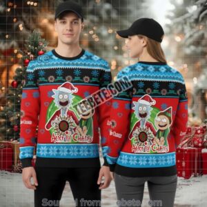 Rick And Morty Alice In Chains Ugly Christmas Sweater Red Blue Best