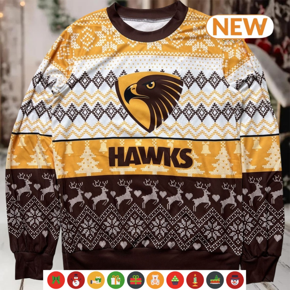 AFL Hawthorn Football Club Ugly Christmas Sweater AFL Hawthorn Football Club Ugly Christmas Sweater