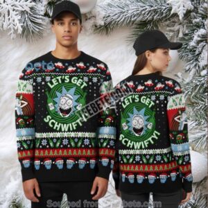 Lets Get Schwifty Rick And Morty Ugly Christmas Sweater Black Best