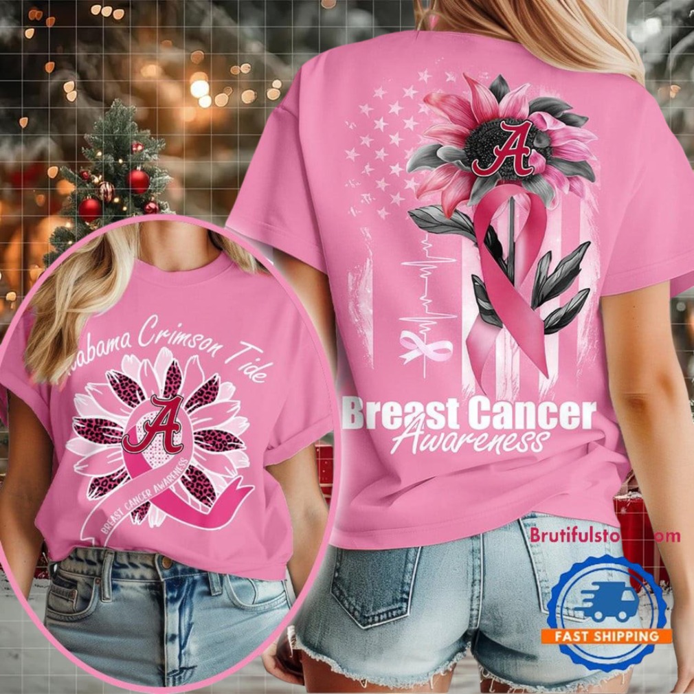 Alabama Crimson Tide 2025 NCAA Breast Cancer Sunflowers Unisex 3D Shirt