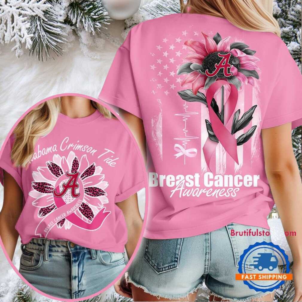 Alabama Crimson Tide 2025 NCAA Breast Cancer Sunflowers Unisex 3D Shirt Alabama Crimson Tide 2025 NCAA Breast Cancer Sunflowers Unisex 3D Shirt