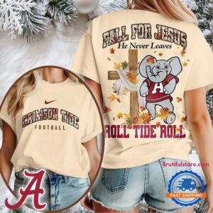 Alabama Crimson Tide 2025 NCAA Season Fall For Jesus Unisex 3D Shirt