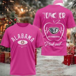 Alabama Crimson Tide 2025 NCAA Teacher Tackle Breast Cancer Unisex 3D Shirt
