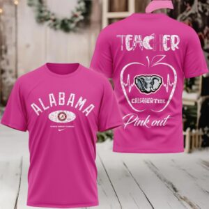 Alabama Crimson Tide 2025 NCAA Teacher Tackle Breast Cancer Unisex 3D Shirt
