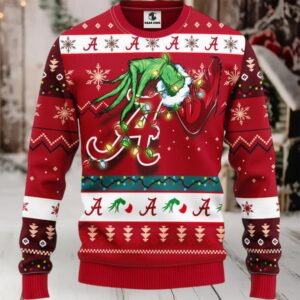 Alabama Crimson Tide Grinch Ugly Christmas Sweater, Grinch Xmas Sweater, NFL Xmas Sweater