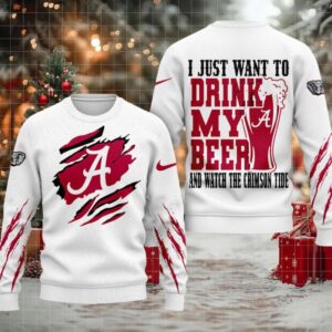 Alabama Crimson Tide NCAA I Just Want To Drink My Beer And Watch Aggies Ugy Christmas Sweater