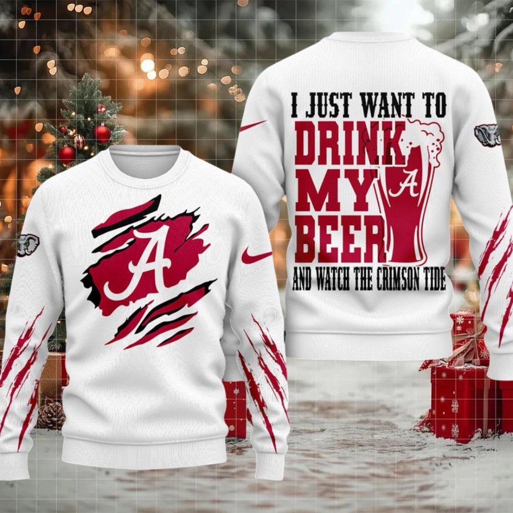 Alabama Crimson Tide NCAA I Just Want To Drink My Beer And Watch Aggies Ugy Christmas Sweater