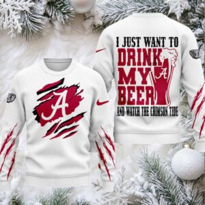 Alabama Crimson Tide NCAA I Just Want To Drink My Beer And Watch Aggies Ugy Christmas Sweater