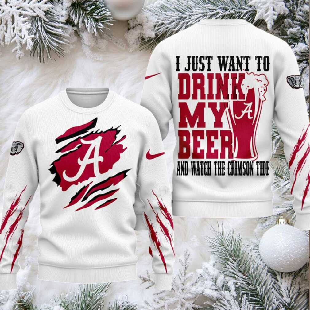 Alabama Crimson Tide NCAA I Just Want To Drink My Beer And Watch Aggies Ugy Christmas Sweater