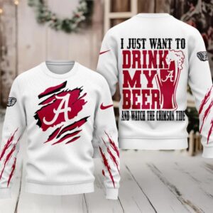 Alabama Crimson Tide NCAA I Just Want To Drink My Beer And Watch Aggies Ugy Christmas Sweater