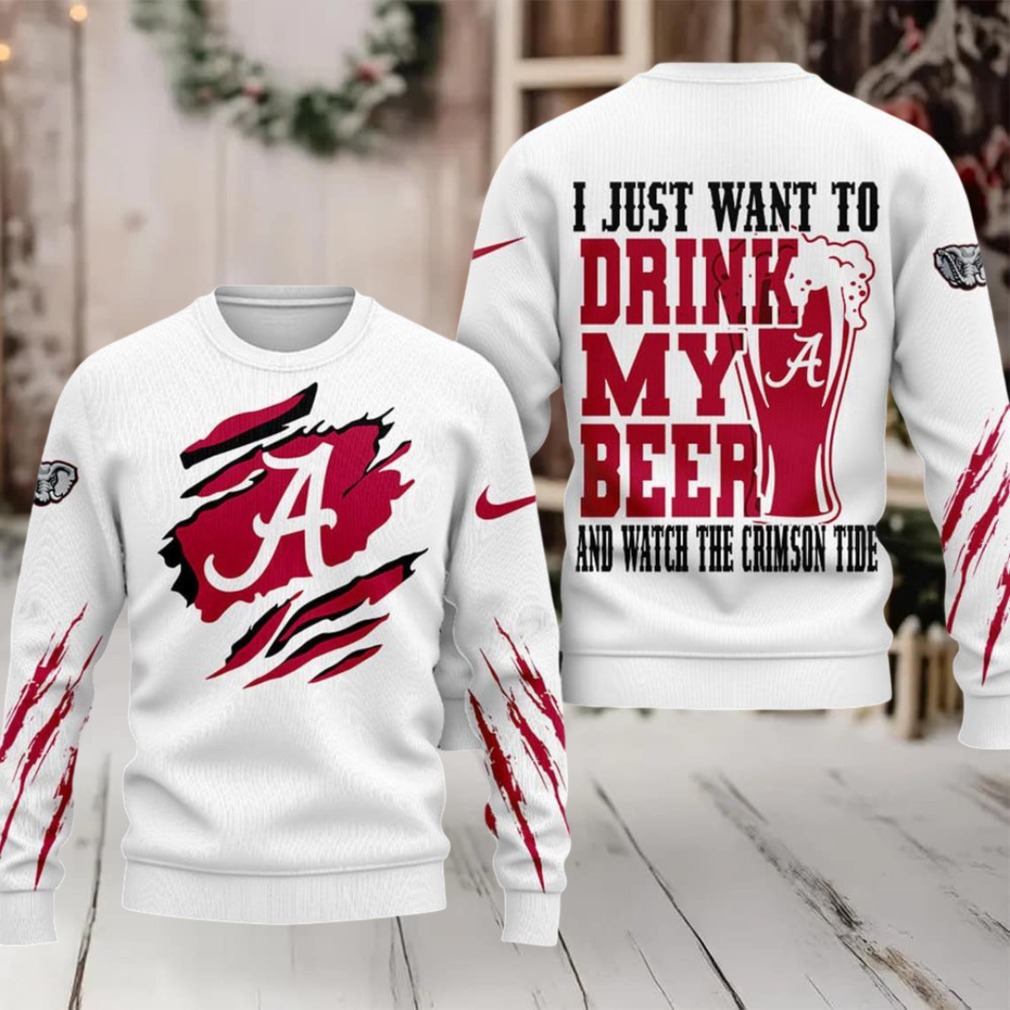 Alabama Crimson Tide NCAA I Just Want To Drink My Beer And Watch Aggies Ugy Christmas Sweater Alabama Crimson Tide NCAA I Just Want To Drink My Beer And Watch Aggies Ugy Christmas Sweater