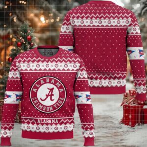 Alabama Crimson Tide – Custom Name And Number Ugly Christmas Sweater