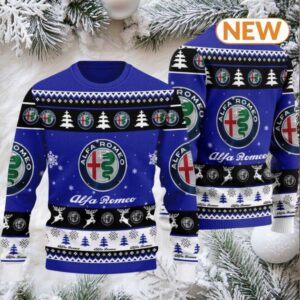 Alfa Romeo 2025 Christmas Navy Ugly Sweater Alfa Romeo 2025 Christmas Navy Ugly Sweater