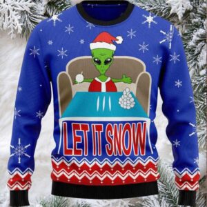 Alien Let It Snow Ugly Christmas Sweater