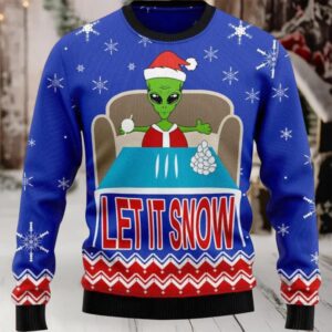 Alien Let It Snow Ugly Christmas Sweater