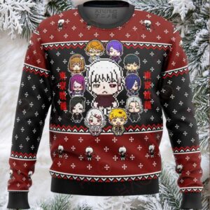 Anime Pixel Art Ugly Christmas Sweater – Unisex Cozy Holiday Sweatshirt