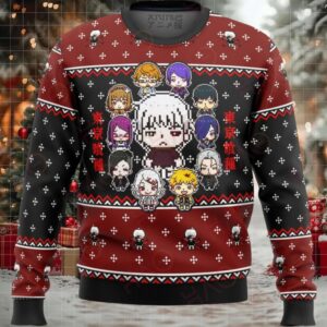 Anime Pixel Art Ugly Christmas Sweater – Unisex Cozy Holiday Sweatshirt