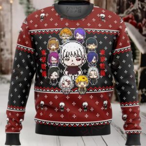 Anime Pixel Art Ugly Christmas Sweater – Unisex Cozy Holiday Sweatshirt