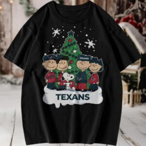 Houston Texans Peanuts Snoopy and Friends Christmas T shirt