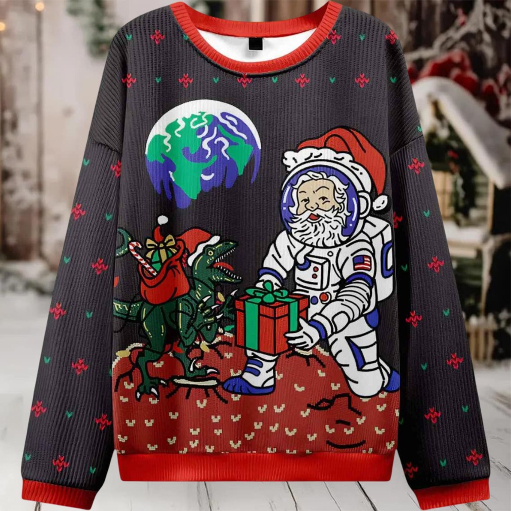 Astronaut Santa Black Ugly Christmas Sweater Astronaut Santa Black Ugly Christmas Sweater