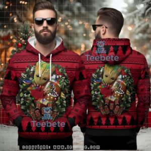 Atlanta Falcons Baby Groot Wreath Ugly 3D Hoodie Christmas Gift