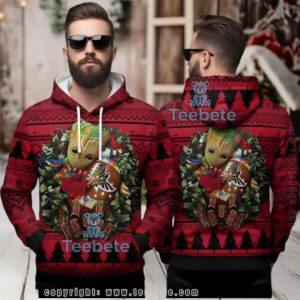 Atlanta Falcons Baby Groot Wreath Ugly 3D Hoodie Christmas Gift