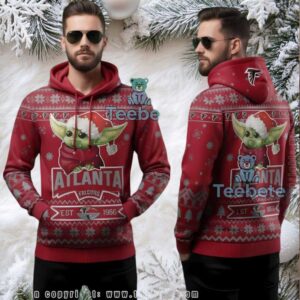 Atlanta Falcons Baby Yoda Claus Ugly 3D Hoodie Men Atlanta Falcons Baby Yoda Claus Ugly 3D Hoodie Men