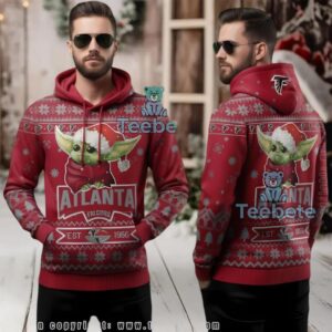 Atlanta Falcons Baby Yoda Claus Ugly 3D Hoodie Men