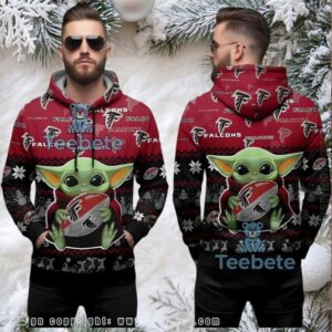Atlanta Falcons Baby Yoda Fan Ugly 3D Hoodie Red Holiday Atlanta Falcons Baby Yoda Fan Ugly 3D Hoodie Red Holiday