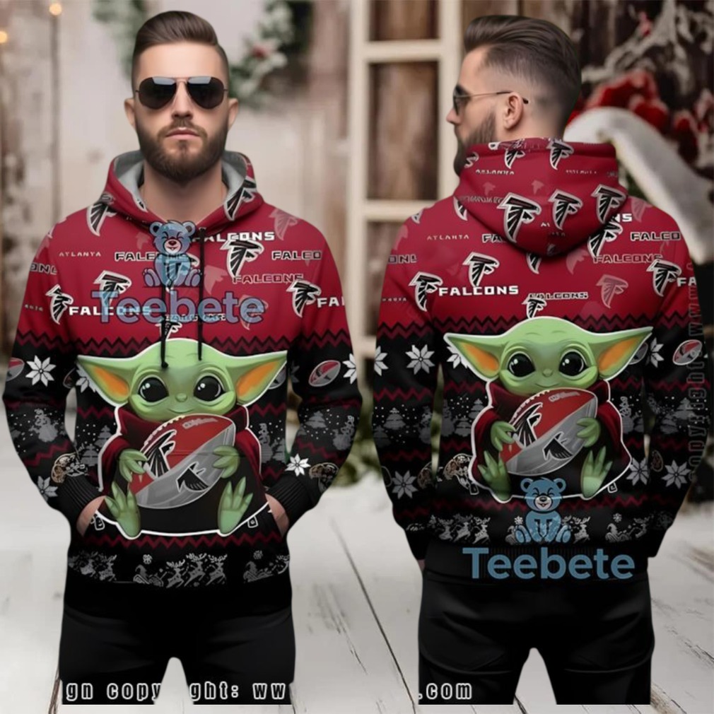Atlanta Falcons Baby Yoda Fan Ugly 3D Hoodie Red Holiday Atlanta Falcons Baby Yoda Fan Ugly 3D Hoodie Red Holiday