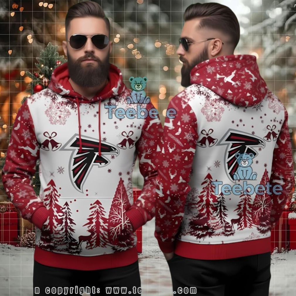 Atlanta Falcons Christmas Bells Ugly 3D Hoodie Snowflakes Print Atlanta Falcons Christmas Bells Ugly 3D Hoodie Snowflakes Print
