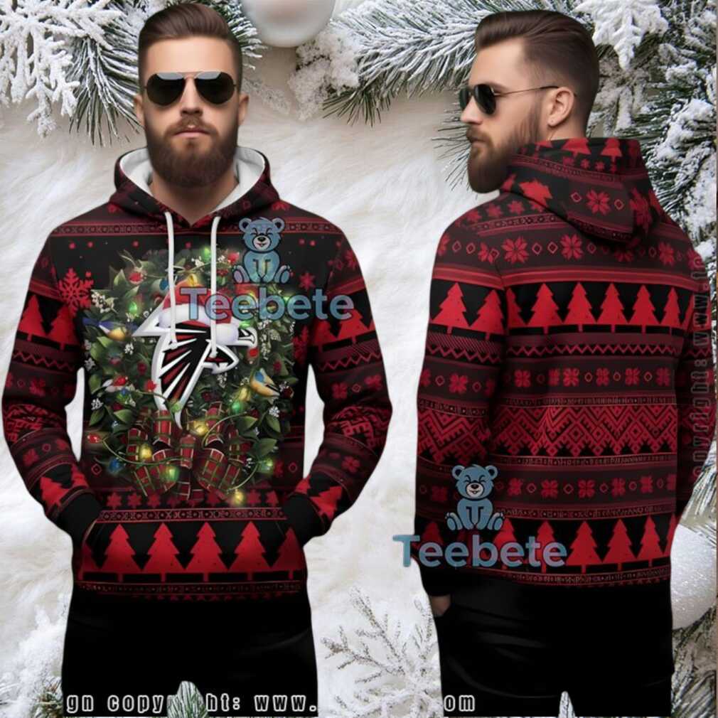 Atlanta Falcons Christmas Wreath Ugly 3D Hoodie Festive Design Atlanta Falcons Christmas Wreath Ugly 3D Hoodie Festive Design
