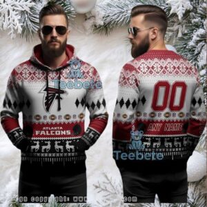 Atlanta Falcons Custom Name Number Ugly 3D Hoodie Holiday Atlanta Falcons Custom Name Number Ugly 3D Hoodie Holiday