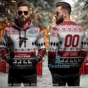 Atlanta Falcons Custom Name Number Ugly 3D Hoodie Holiday