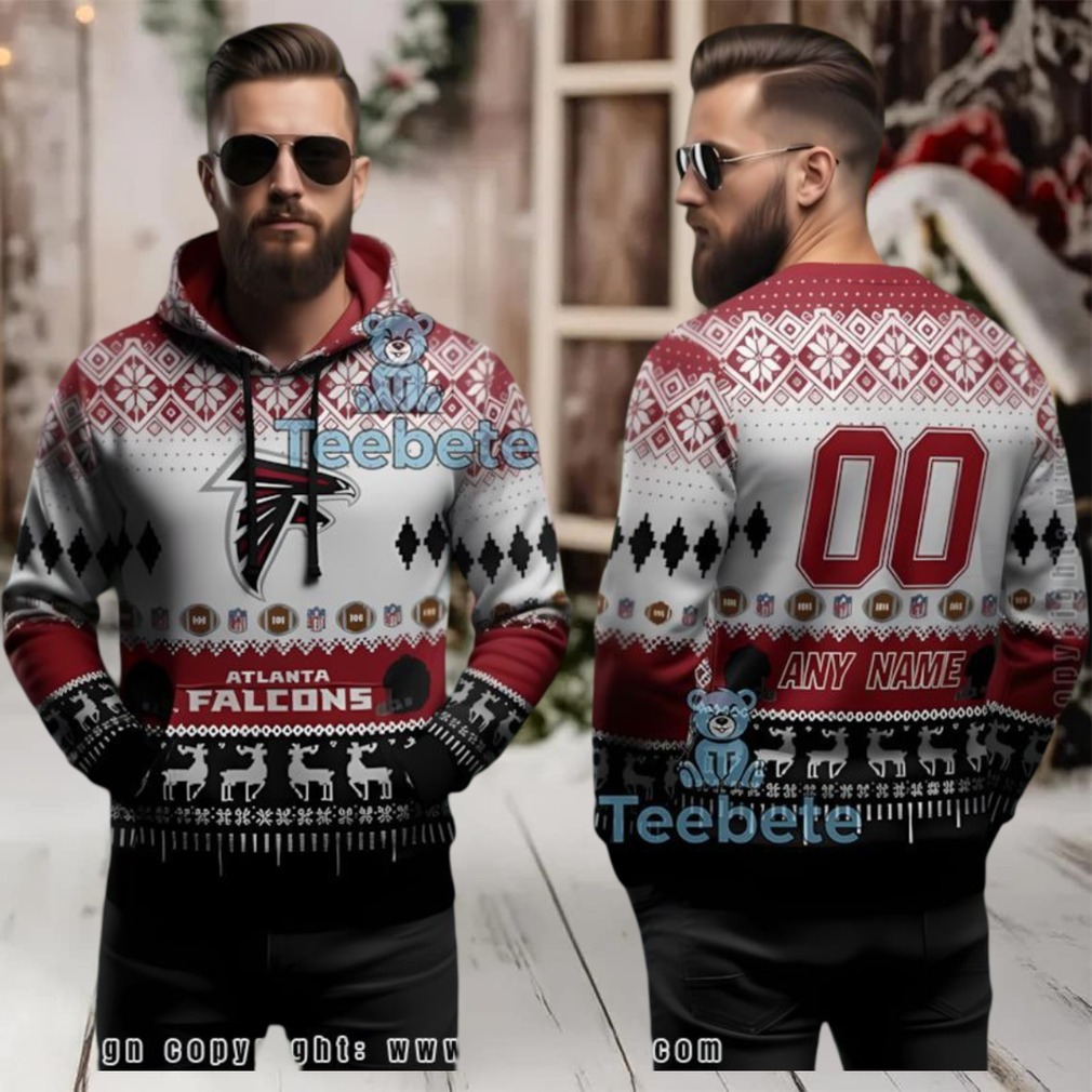 Atlanta Falcons Custom Name Number Ugly 3D Hoodie Holiday Atlanta Falcons Custom Name Number Ugly 3D Hoodie Holiday
