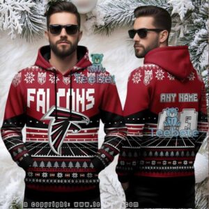 Atlanta Falcons Custom Name Number Ugly Holiday 3D Hoodie Atlanta Falcons Custom Name Number Ugly Holiday 3D Hoodie