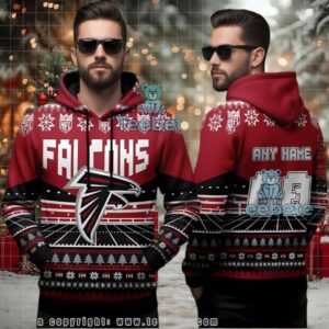 Atlanta Falcons Custom Name Number Ugly Holiday 3D Hoodie