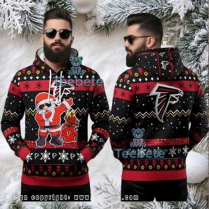 Atlanta Falcons Dab Santa Ugly 3D Hoodie Holiday Red Black Atlanta Falcons Dab Santa Ugly 3D Hoodie Holiday Red Black