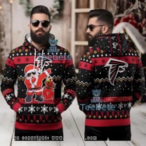 Atlanta Falcons Dab Santa Ugly 3D Hoodie Holiday Red Black