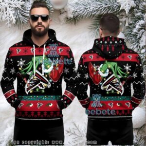 Atlanta Falcons Festive Grinch Hand Ugly Pullover 3D Hoodie Atlanta Falcons Festive Grinch Hand Ugly Pullover 3D Hoodie