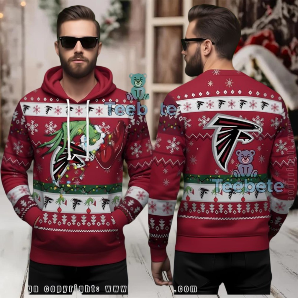 Atlanta Falcons Grinch Hand Ugly 3D Hoodie Christmas Atlanta Falcons Grinch Hand Ugly 3D Hoodie Christmas