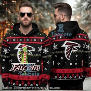 Atlanta Falcons Grinch Santa Ugly 3D Hoodie Christmas Design