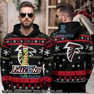 Atlanta Falcons Grinch Santa Ugly 3D Hoodie Christmas Design