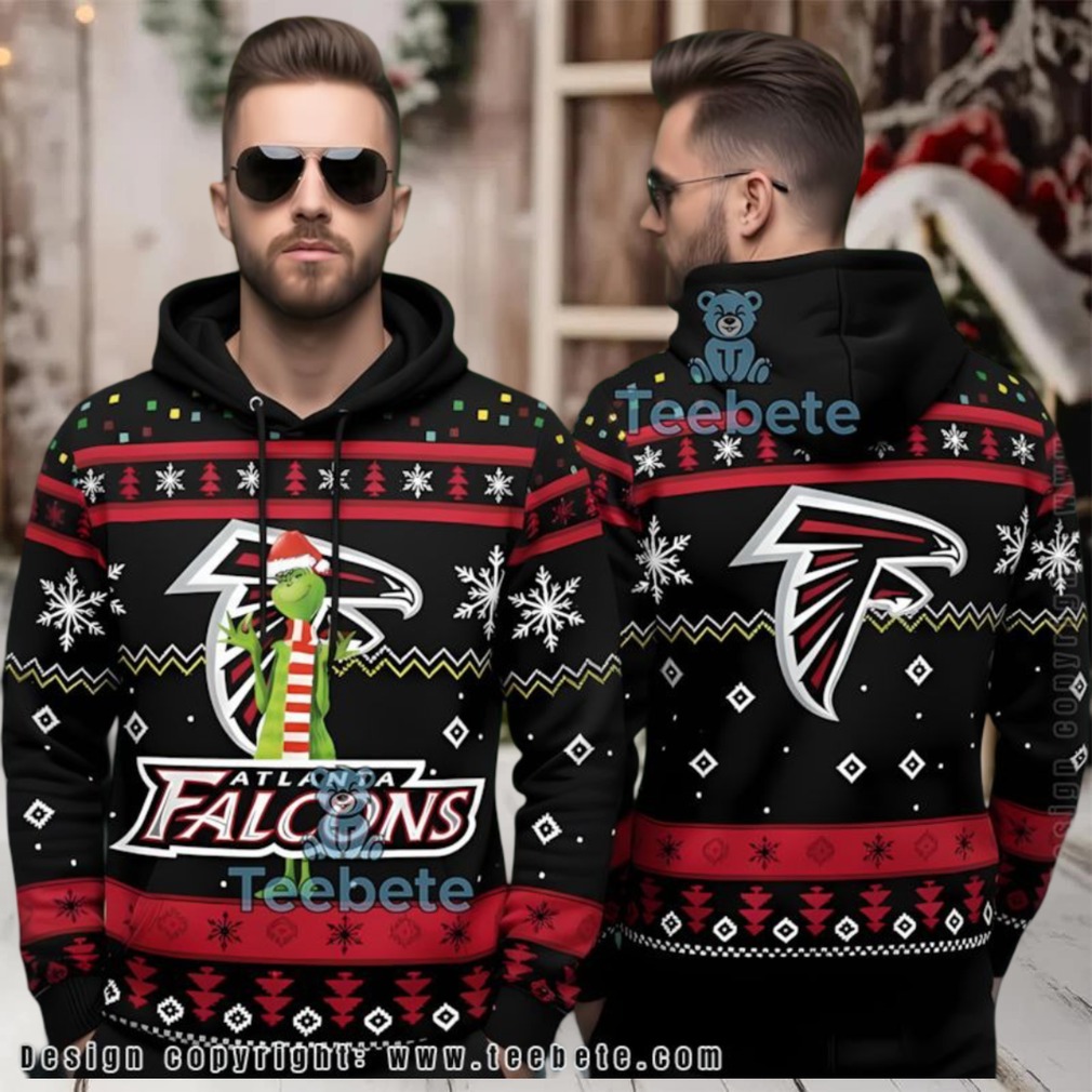 Atlanta Falcons Grinch Santa Ugly 3D Hoodie Christmas Design Atlanta Falcons Grinch Santa Ugly 3D Hoodie Christmas Design