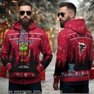 Atlanta Falcons Grinch Turkey Ugly 3D Zip Hoodie
