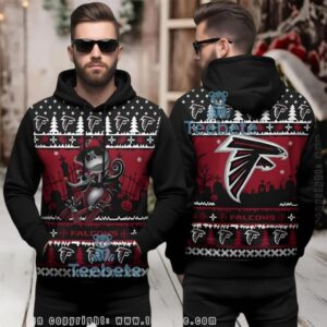 Atlanta Falcons Jack Skellington Ugly Christmas 3D Hoodie
