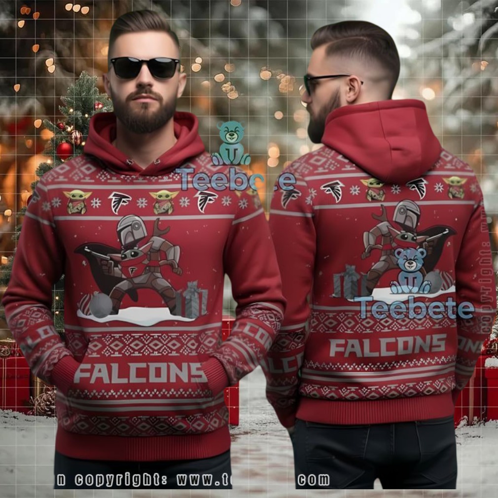 Atlanta Falcons Mandalorian Grogu Christmas Ugly 3D Hoodie