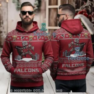 Atlanta Falcons Mandalorian Grogu Christmas Ugly 3D Hoodie
